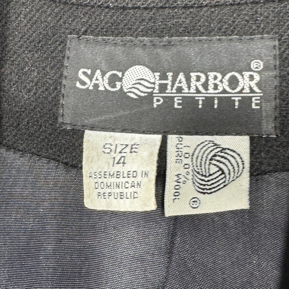 Sag Harbor Women's Vintage 100% Wool Black Blazer Sz 12P / Vintage Sz 14P Career - Picture 5 of 16